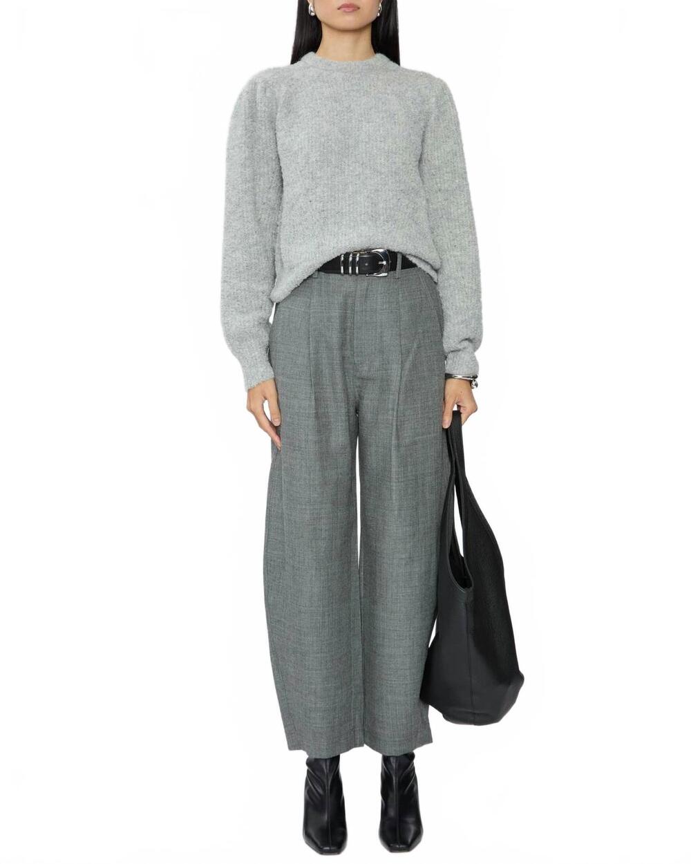 NEW ULLA JOHNSON romily alpaca long sleeve pullover sweater in pebble
